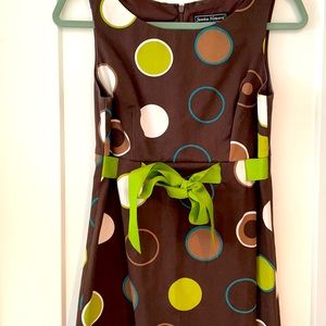 Fun polka dot ribbon waist dress